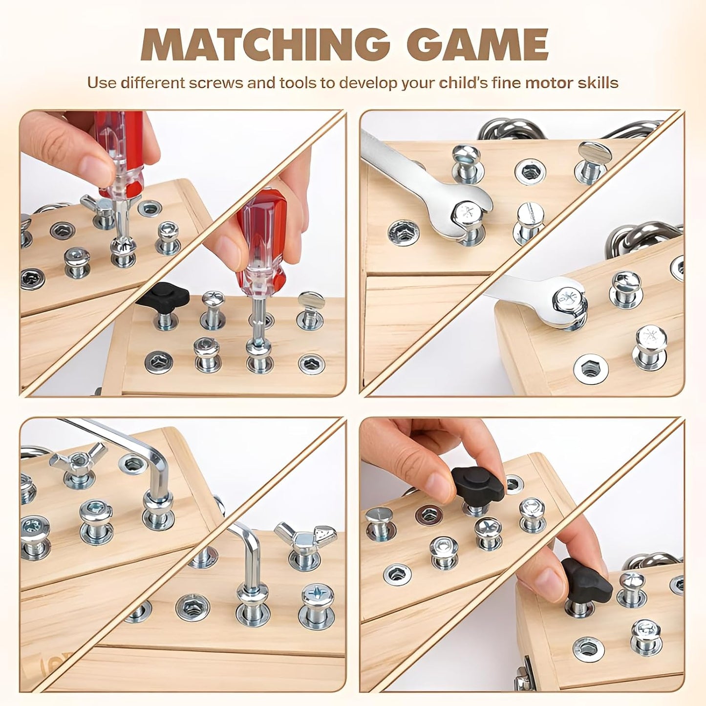 Vanplay Busy Board Toys for 3 4 5 Year Olds Boy Birthday Gifts, Montessori Toys for 3 Year Old, Screwdriver Board Set with Lock and Key - Wooden Kid Tool Set Educational Learning Toys for Kids 3-6