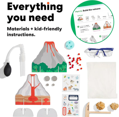 KiwiCo Volcano Science Kit for Kids Ages 5–8 – STEM Educational Toy & Science Gift with Rock & Mineral Exploration, Real Geodes, Magnifying Lens, Display Case & Eruption Experiment