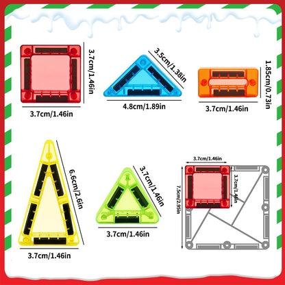 Mini Magnetic Tiles Travel Set with Metal Storage Box,STEM Christmas Holiday Toy for Kids Ages 3–12, Magnet Toys Gifts for Toddlers Boys & Girls Christmas Birthday
