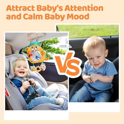 Jollybaby Car Seat Crib Stroller Play Gym Hanging Toy for Baby 0-3-6-12 Months, Tummy Time Mirror Toys Gifts for Newborn Infants, Carseat Travel Toy for Road Trip - Frog