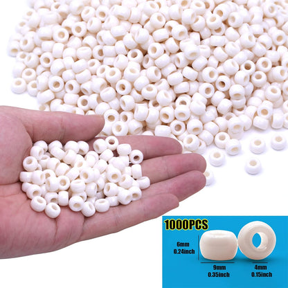 Auvoua 1000Pcs Pony Beads Bracelet 9mm Yellow Plastic Barrel Pony Beads for Necklace,Hair Beads for Braids,Key Chain,Jewelry Making (Yellow)