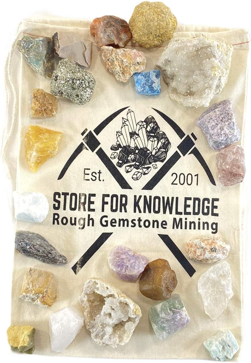 Large Natural Rough Gemstone Mining Bag - 24 Specimens | Rocks and Minerals