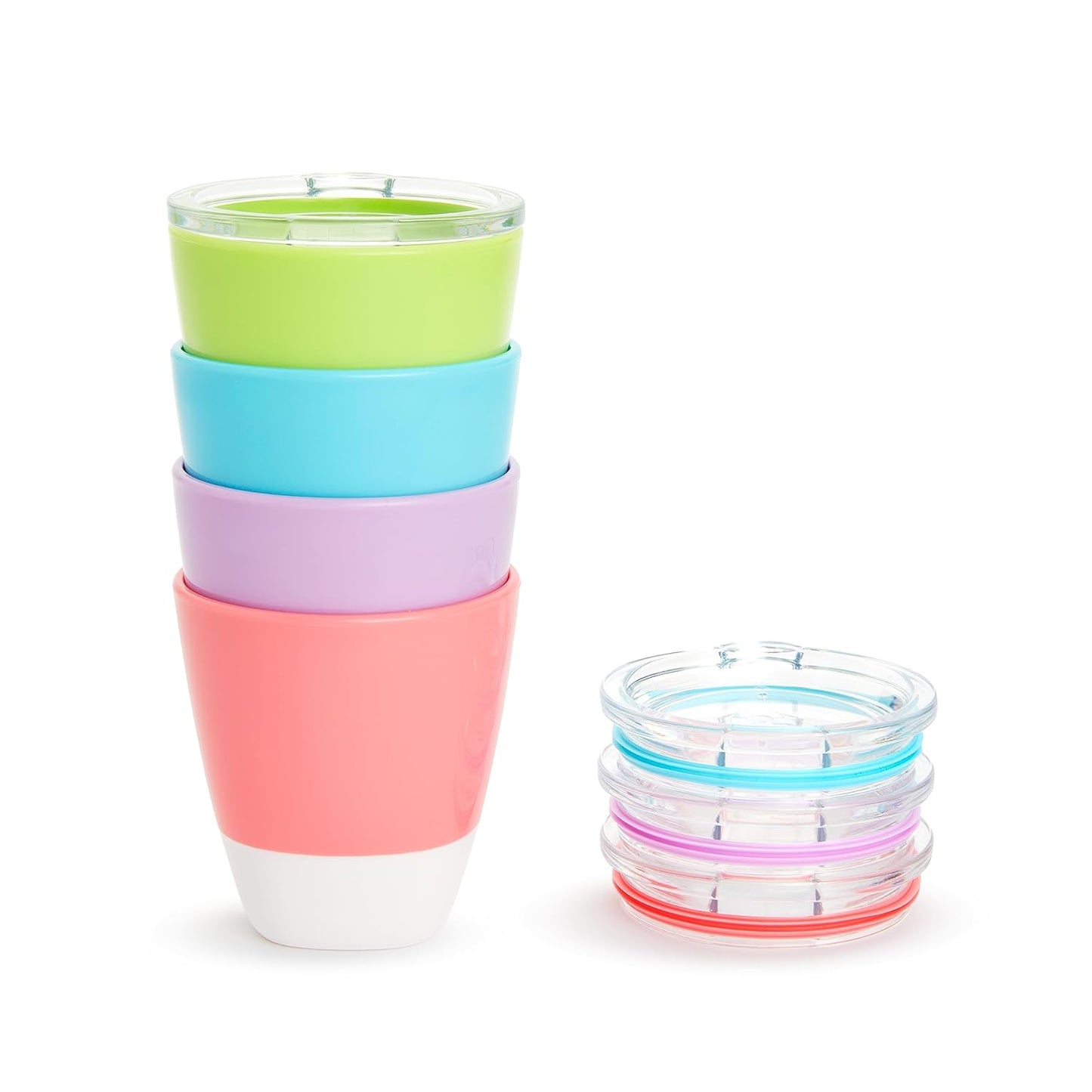 Munchkin® Splash™ Open Toddler Cups with Training Lids, 7 Ounce, Multicolored, 4 Pack | Open, with Training Lids