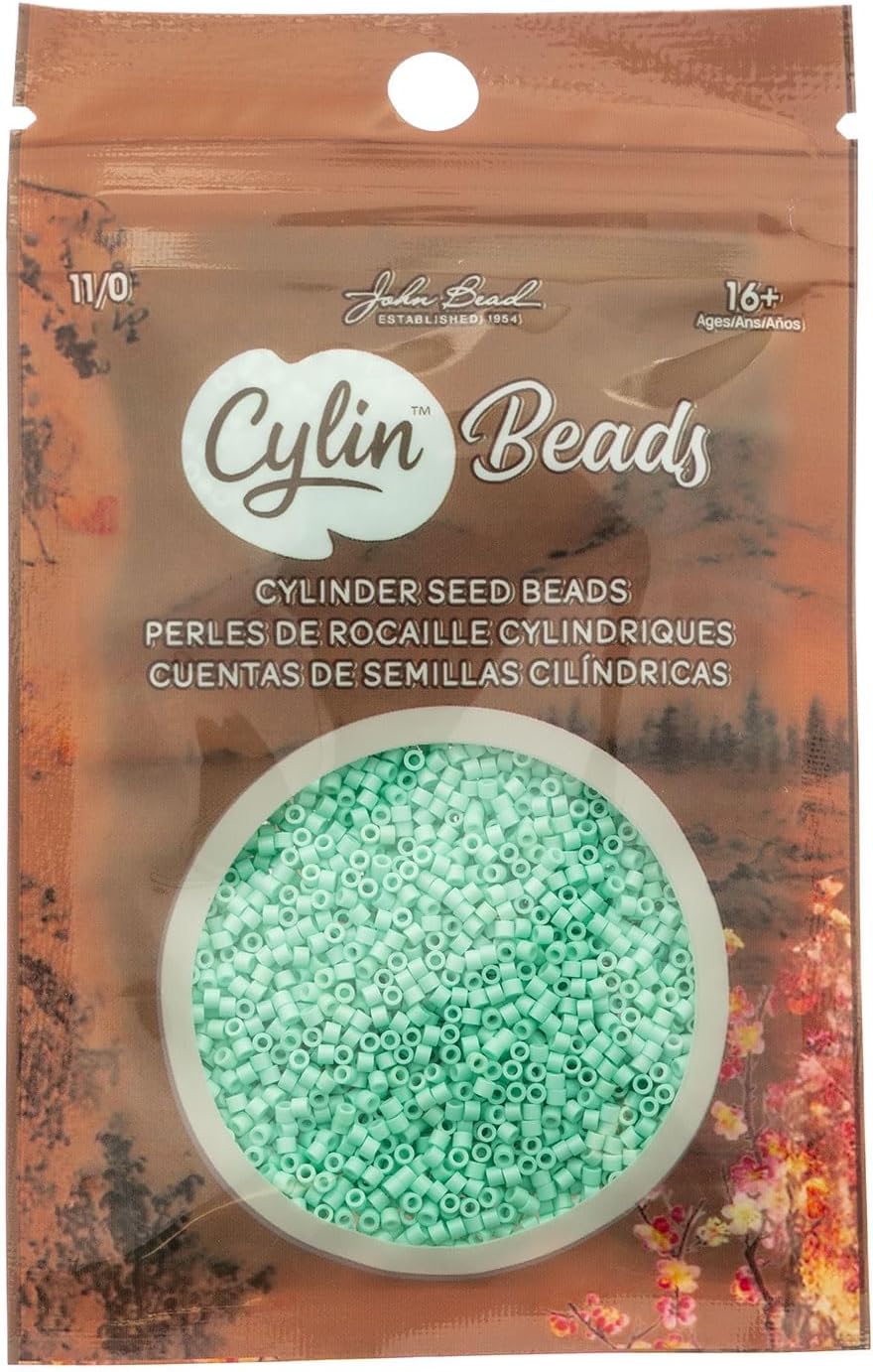 John Bead 25g Cylin Beads Opaque Turquoise Green 11/0 Glass Cylindrical Seed Beads for Jewelry Bracelets Necklaces Earrings Making Embroidery