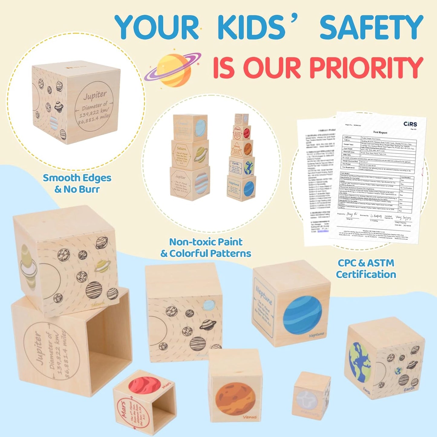 Wooden Life Cycle Nesting Blocks, Sorting & Stacking Montessori Toys for Kids, Preschool Educational Learning Cube Boxes for Toddlers 3+, Science Toy Set for Baby Boys & Girls (5 Pcs)