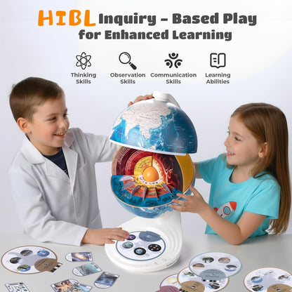 8” Interactive Talking Globe for Kids Ages 4-12, Science Can Earth Globe with LED Core, Bilingual English/French Educational STEM Toy Birthday Gift