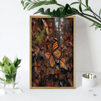 VstaDank Monarch Butterflies Diamond Painting Kits Exquisite DIY Full Round Drill Diamond Dots Painting for Adults Beginner Diamond Photo Paint with Diamond Picture Art Wall Decor 12"x20"