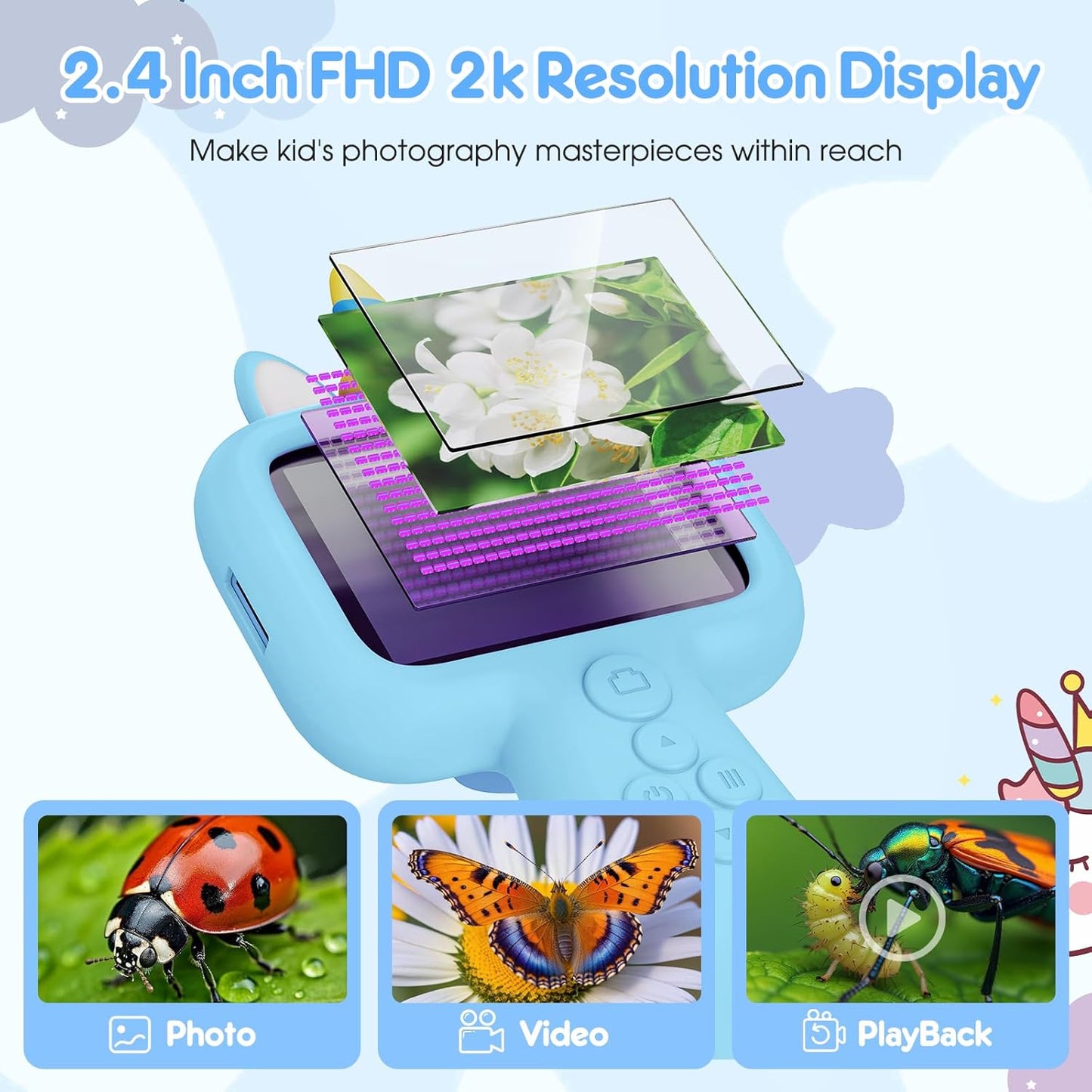 Magnify 2.4" Microscope for Kids, 600X-4800X Handheld Digital Miniscope, Portable Pocket Magnification Microscope Photo & Video | Education Toys for Age 3 4 5 6 7 8 9 10 Girls Boys