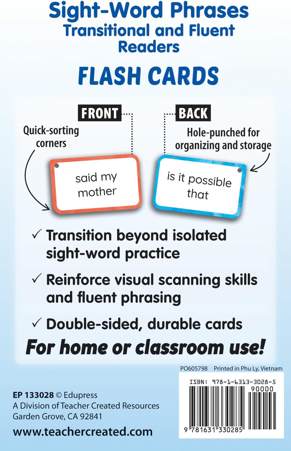 Teacher Created Resources Sight-Word Phrases - Transitional and Fluent Readers Flash Cards (TCR13302)