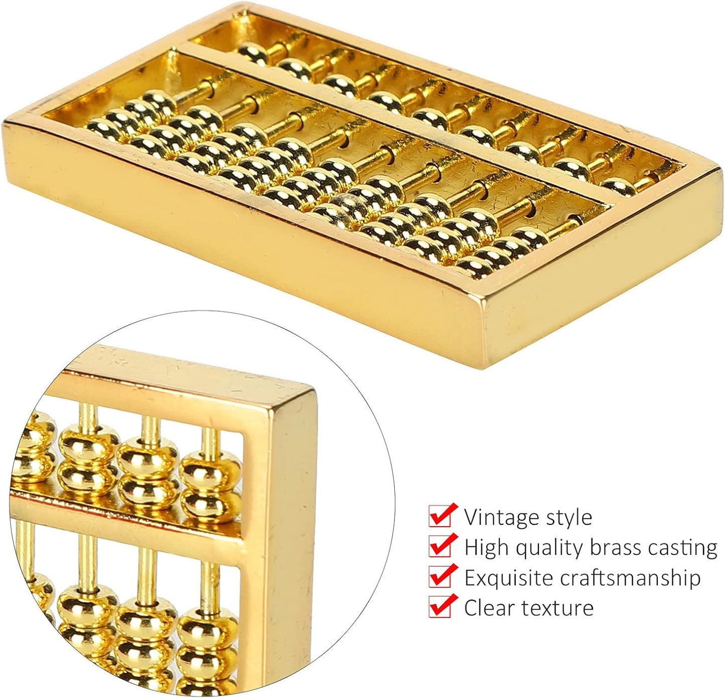 GLOGLOW Chinese Ancient Abacus, 1.8x1in Mini Brass Abacus 9 Gears Chinese Math Calculating Tool Educational Learning Kids Adult Collection