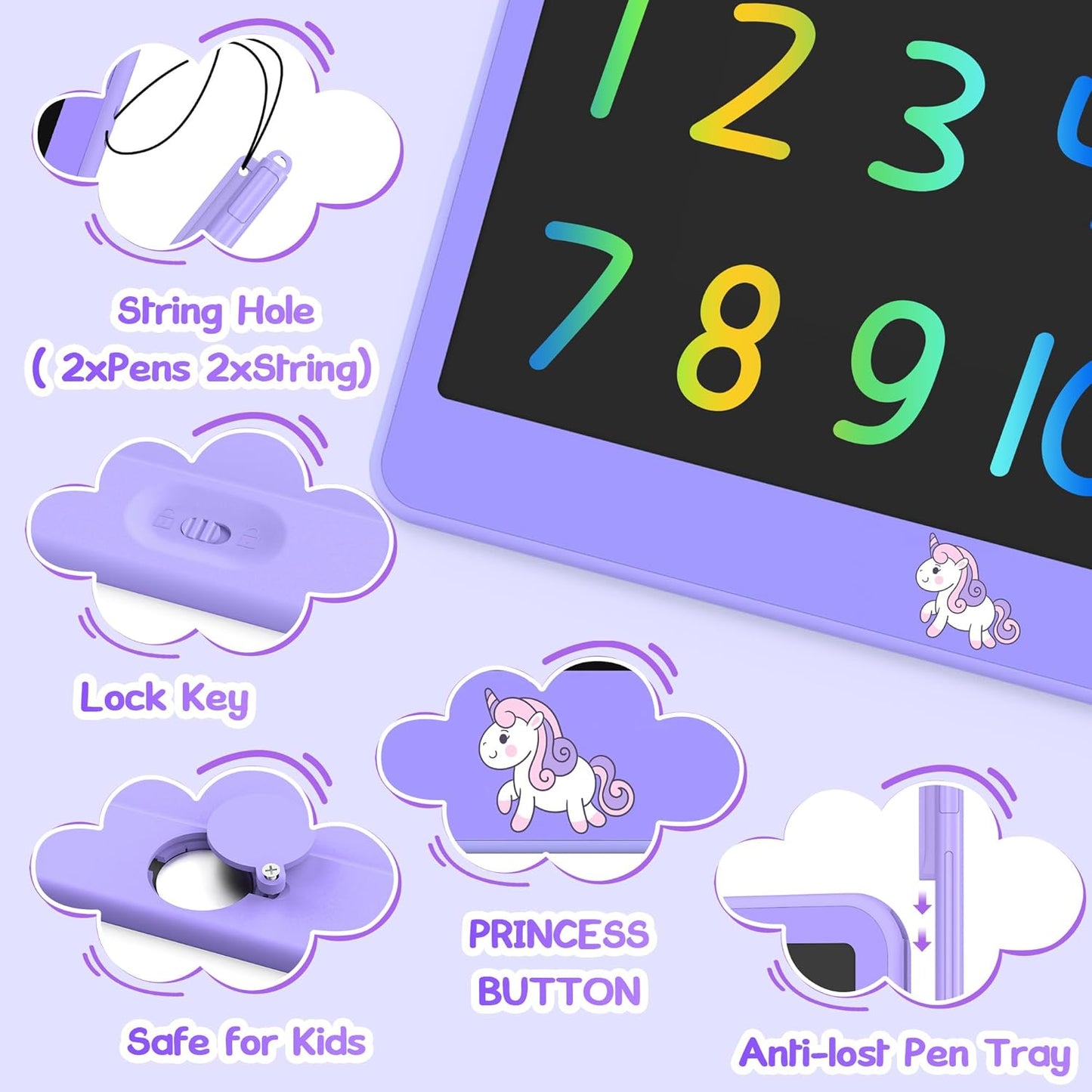 Hockvill LCD Writing Tablet for Kids, 16Inch Toys for Girls Boys Drawing Pad for 3 4 5 6 7 Year Old Kid, Toddler Doodle Board Christmas Birthday Gift for Kids，Erase Lock Writing Board