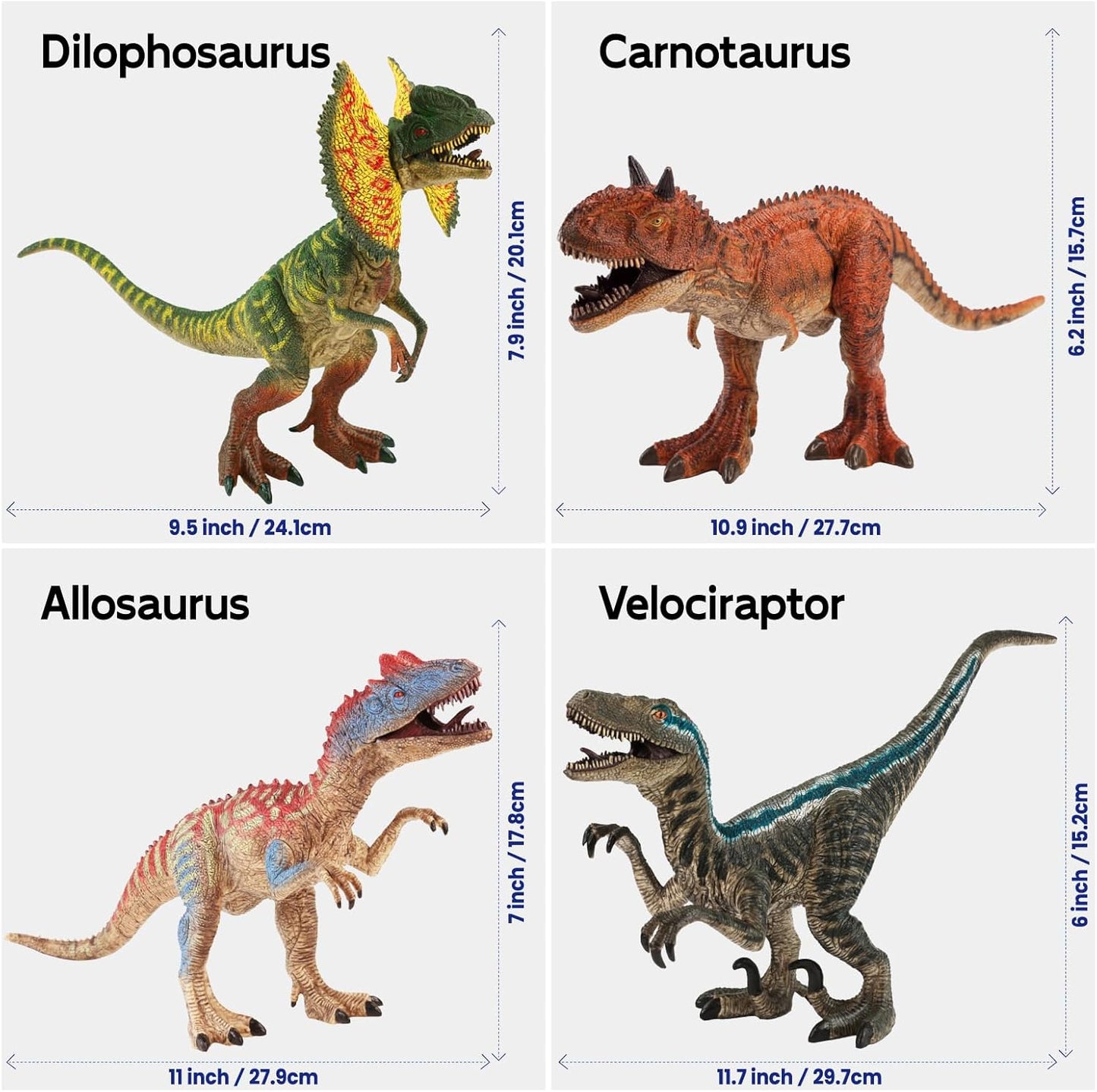 Zippytots 4 PCS Large Dinosaur Toys for Kids 3-5 Realistic Dinosaur Figures with Movable Parts & Learning Cards- Big Dino Toys for Kids 5-7 Ideal Gift for Toddlers Boys Girls Ages 3+