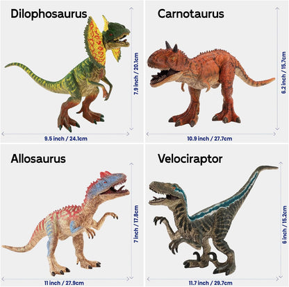 Zippytots 4 PCS Large Dinosaur Toys for Kids 3-5 Realistic Dinosaur Figures with Movable Parts & Learning Cards- Big Dino Toys for Kids 5-7 Ideal Gift for Toddlers Boys Girls Ages 3+