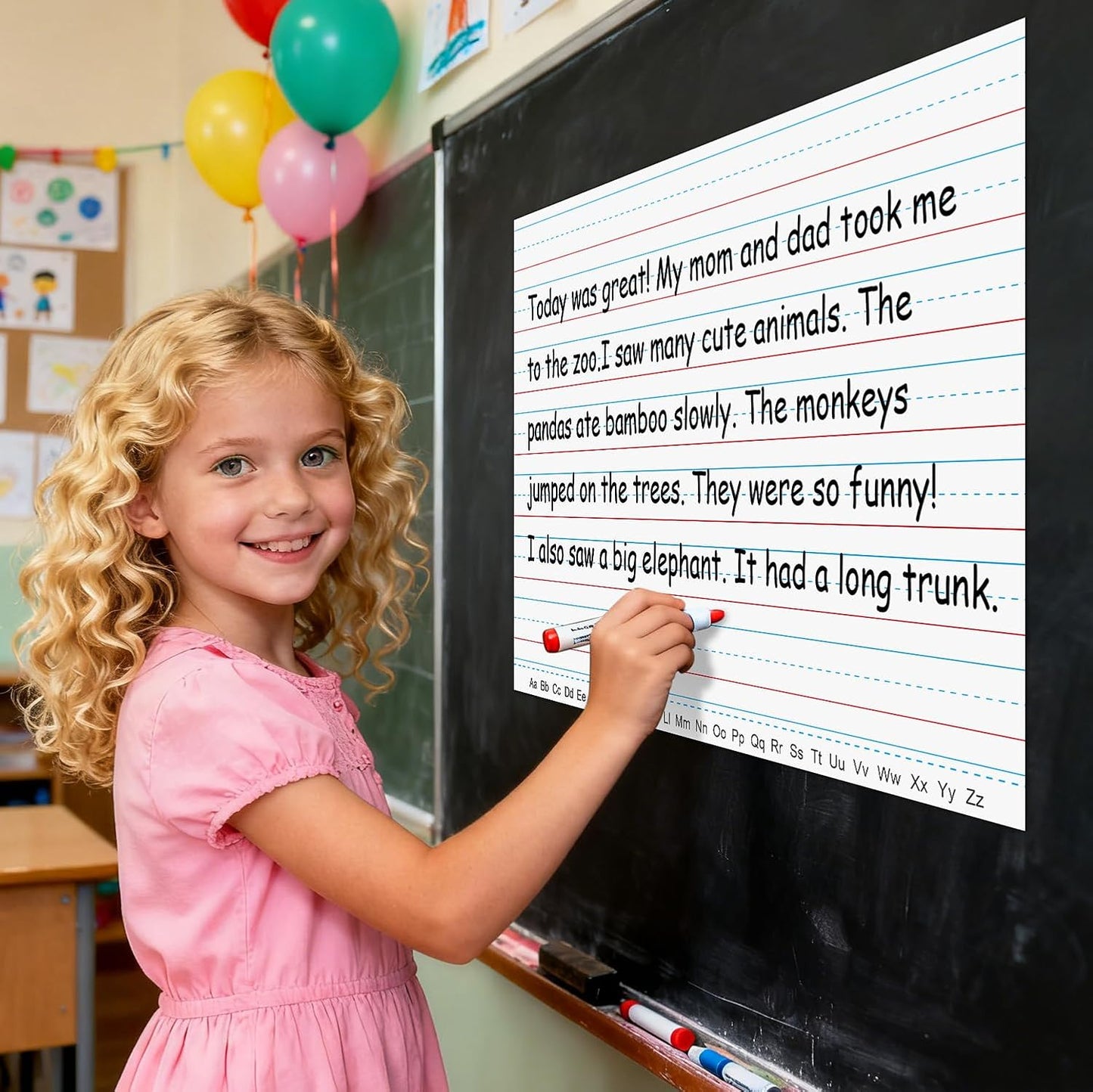 Magnetic Handwriting Paper for Whiteboard – 17" x 23" Large Primary Lined Dry Erase Sheet, Reusable Giant Writing Notebook Poster for Classroom, Teacher Resource for Kids Learning & Early Writing