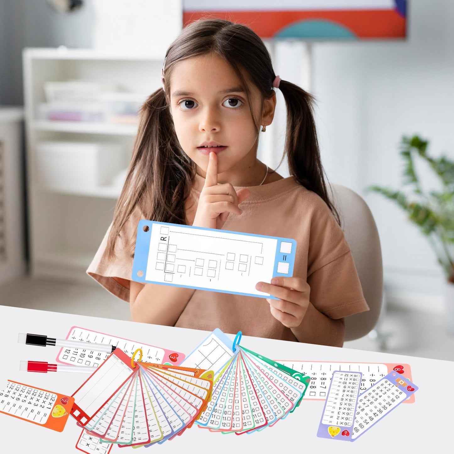 15Pcs Multiplication Flash Cards 0-12, Time Table Flash Cards Chart with 2 Dry Erase Pens 1 Rings, Educational Math Multiplication Chart for 1st to 3rd Grades Fun Learning with Math Game