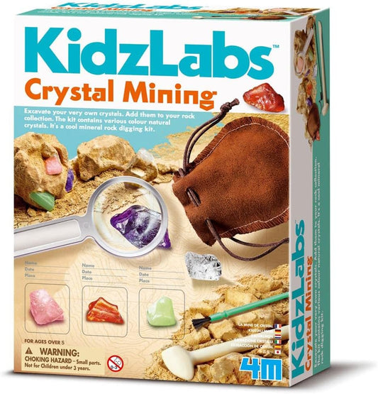 4M: KidzLabs - Crystal Science Kit - Grow 3 Unique Shaped Crystals, DIY STEM Craft, Mix Compounds & Observe Growth, Geology-Chemistry-Science, Kid 10+