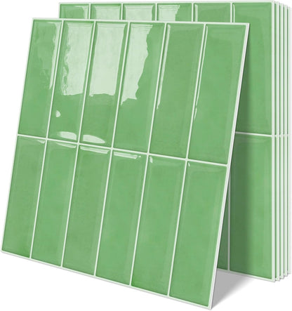 Plain White Peel and Stick Backsplash Tile Rectangle Subway Self Adhesive Wall Tiles for Kitchen (10-Sheet,12"x12")