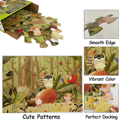 Jumbo Floor Puzzle for Kids, Large Jigsaw Puzzles 35 Piece for Kids Ages 3-5,Preschool Learning & Education Toys, Gifts for 4-8 Year Old Boys and Girls (Grassland Animal)