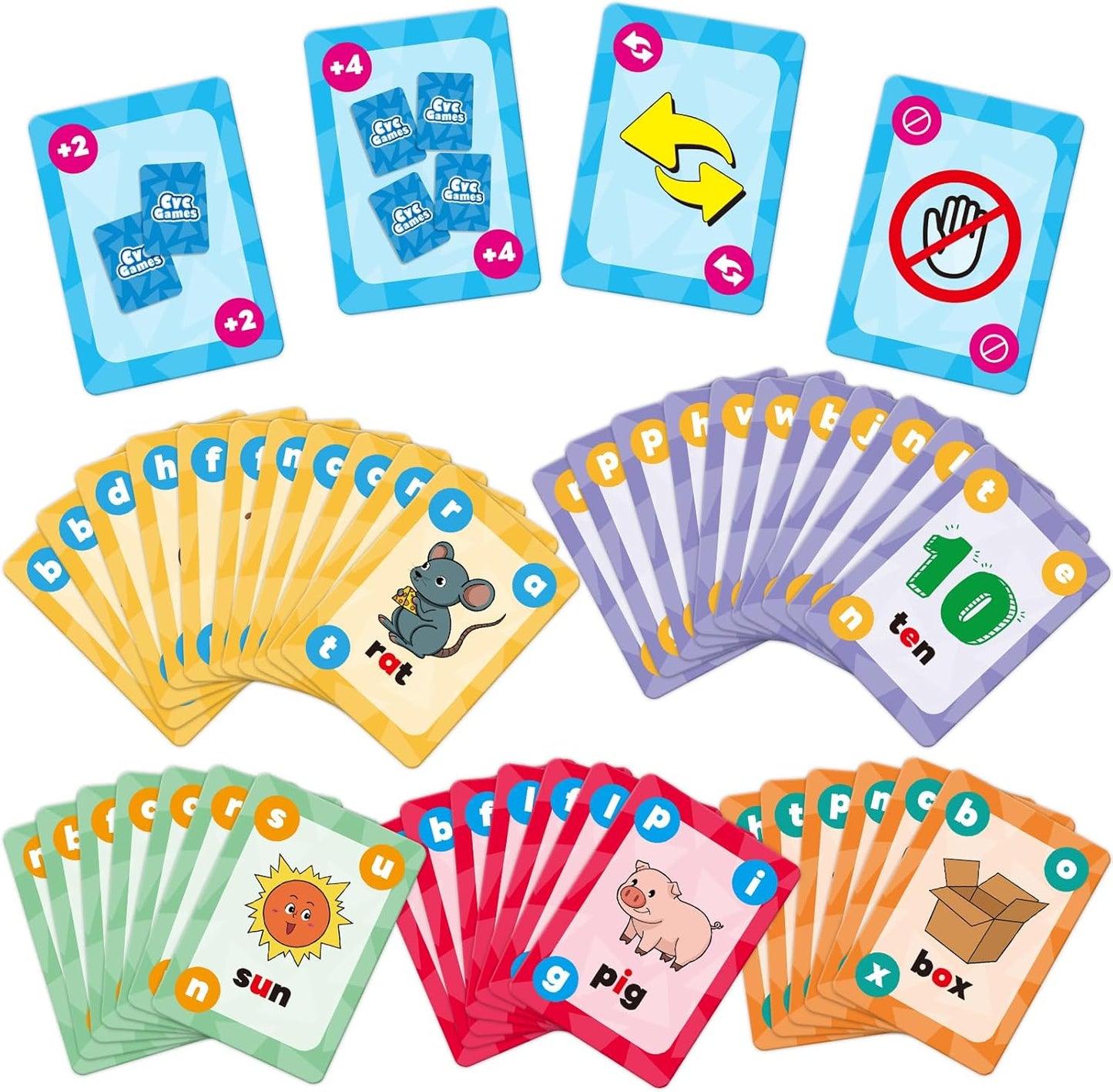 Broytain CVC Phonics Games for Toddlers,CVC Word Toy for Kids,Reading Card Game for Ages 4 5 6,Phonics Flash Cards to Learn Words,Educational Flashcards for Preschool Kindergarten, and Homeschool