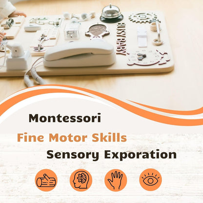 5 pieces Busy Board Diy Parts - DIY Materials for Parents - Sensory Board Accessories -Wooden Activity Parts -Maze-Learning Clock- Gear-Sand Clock-Learn to Tie Shoe Laces- Montessori Educational Items
