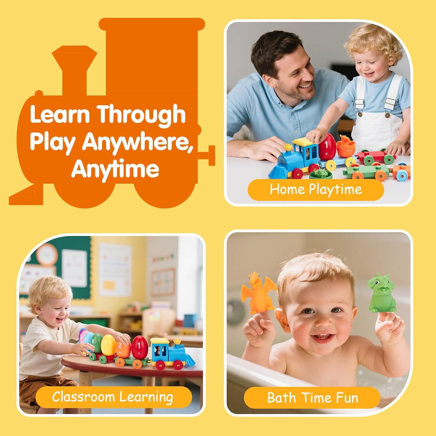 Toddler Learning Toys for 2 3 Year Old-Counting Matching & Sorting Activity Montessori Train Set with Farm Animals Finger Puppets Keys to Lock and Unlock Barn Birthday Gift for Boys Girls 2-5