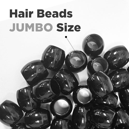 Donna Kids Jumbo Pony Beads 15mm Silver, Clear – Large Hair Beads for Braids, Ponytails & Styling, Durable Soft Rubber Feel for Kids’ DIY Hair Accessories, Bracelet & Craft Use, 1 Pack
