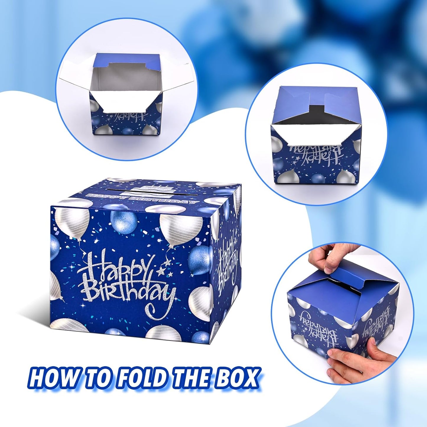 10 Happy Birthday Money Box for Cash Gift, 10th Birthday Decorations for Boys and Girls, Gifts for 10 Year Old Boy, Boy Gift Ideas, Cool Things for Teen -Blue with 100PCS Bags