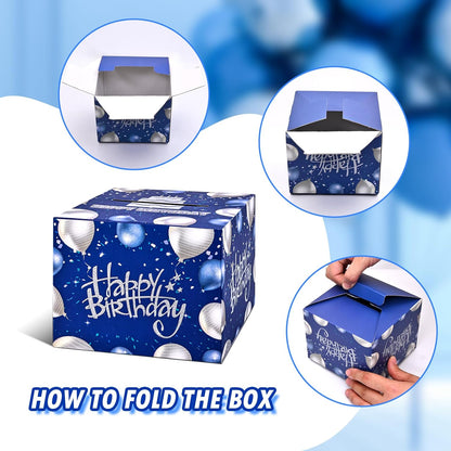 10 Happy Birthday Money Box for Cash Gift, 10th Birthday Decorations for Boys and Girls, Gifts for 10 Year Old Boy, Boy Gift Ideas, Cool Things for Teen -Blue with 100PCS Bags