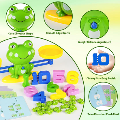 Dinosaur Balance Toy for Kids – Montessori Math Game and Counting Tool for Preschool Learning, Educational Activity Set for 3 Year Old and Up, Cool Classroom Must-Have