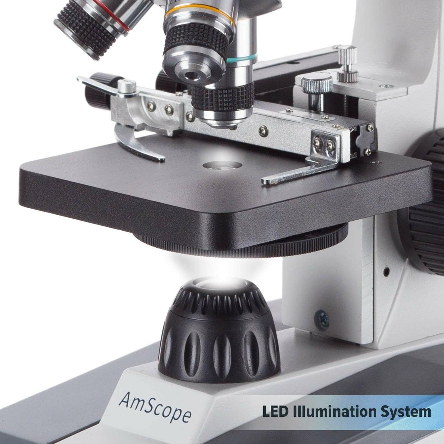 AmScope M150C / M150C-I 40X-1000X All-Metal Optical Glass Lenses Cordless LED Student Biological Compound Microscope