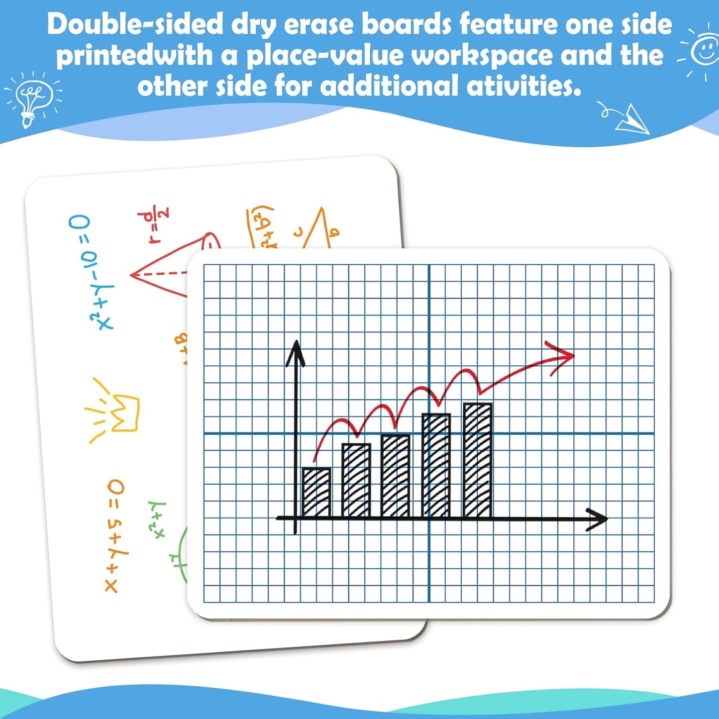 Aizweb 12 Pack Dry Erase Board Card,9" x 12" Small Whiteboard Number Line 120 Numbers Chart Ten Frame,Math Manipulatives Addition Subtraction Game for Student Classroom Must Haves Teacher Supplies