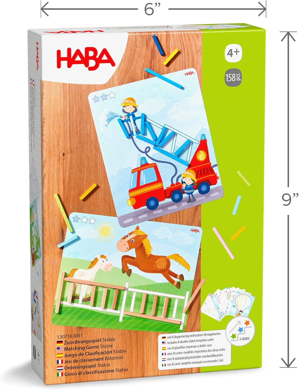 HABA Stabix Wooden Arranging and Matching Game: Montessori Toys for 3+ Year Old, Fine Motor Games Activity & Preschool Learning Toys