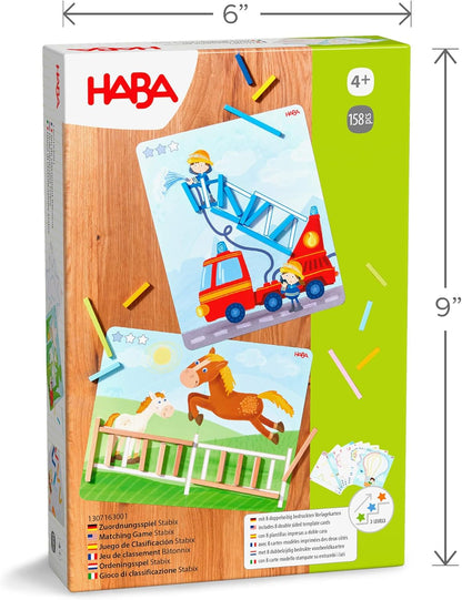 HABA Stabix Wooden Arranging and Matching Game: Montessori Toys for 3+ Year Old, Fine Motor Games Activity & Preschool Learning Toys