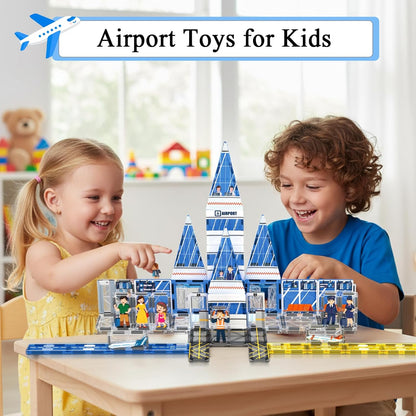 AFUNX Magnetic Tiles, 50PCS Police Station Theme Building Blocks Set, Magnet Building Blocks and STEM Preschool Toys for Toddlers Kids Ages 3-5 5-7 8-10