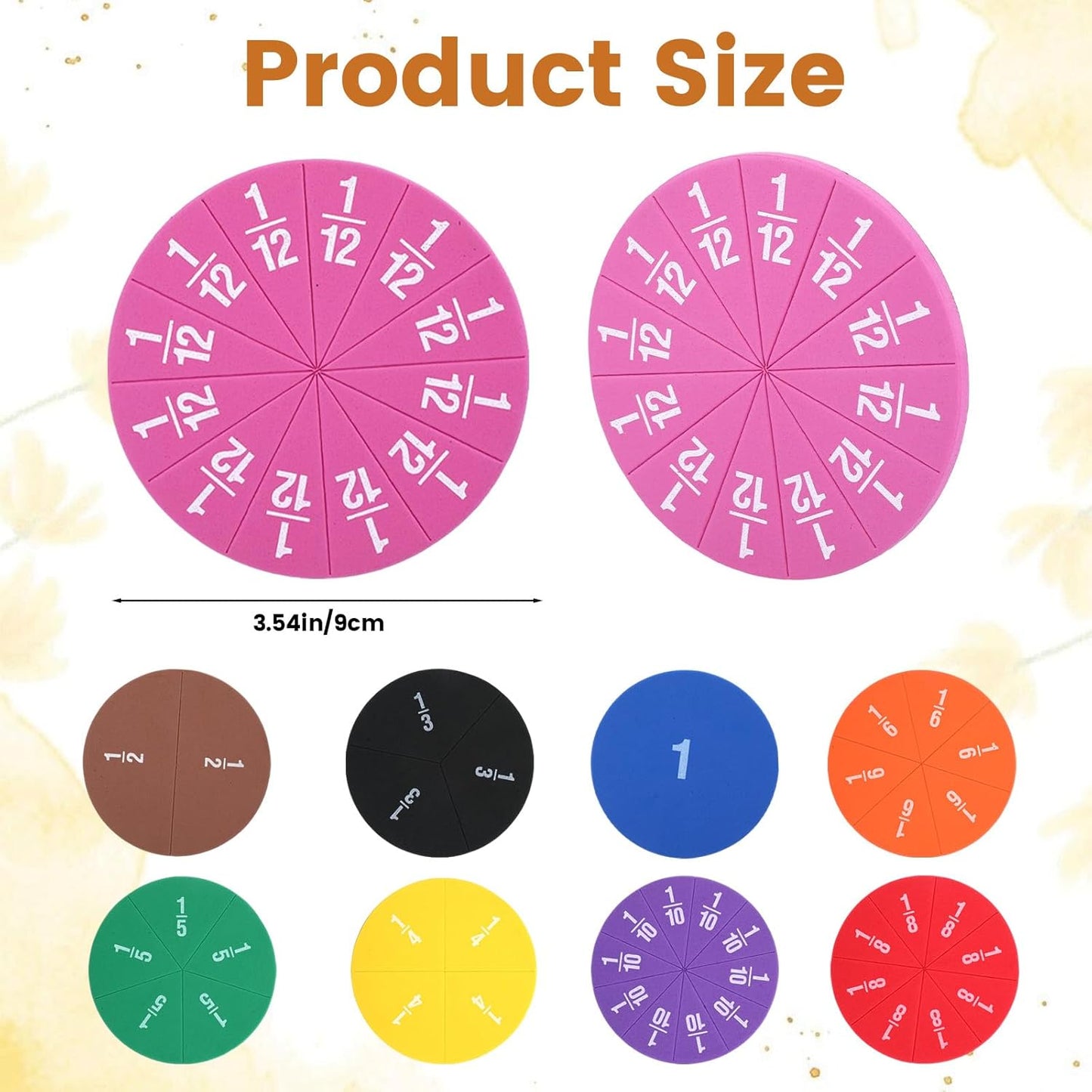 51 PCS Magnetic Fraction Tiles Circles, Fraction Circles Set Rainbow Math Manipulatives for Fraction Learning Math Practice Teacher Must Haves