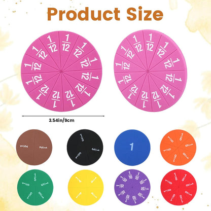 51 PCS Magnetic Fraction Tiles Circles, Fraction Circles Set Rainbow Math Manipulatives for Fraction Learning Math Practice Teacher Must Haves