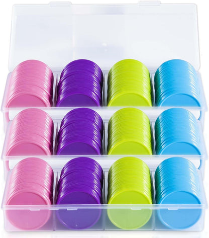SenseYo 100 Pcs 1.45 Inch Poker Chips with Storage Box for Kids Math Counting Card Game Conters