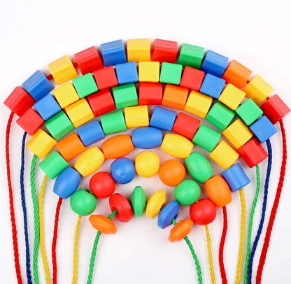 BMTOYS Lacing Beads for Kids - 70pcs Threading Beads Occupational Therapy Toys for Kids Fine Motor Skills Developmental Activity OT Toys