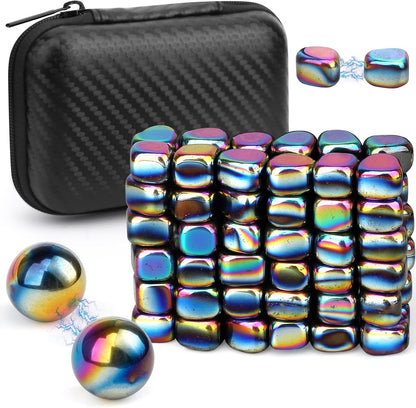 Fidget Mangetic Store with Fiber Case, Magnetic Stones with 1.26 inch Magnet Balls for Adults, Cool Magnet Rock Stone for Kitchen Refrigerator Magnet Office Desk Decor, Brain Storming EDC Science Kit