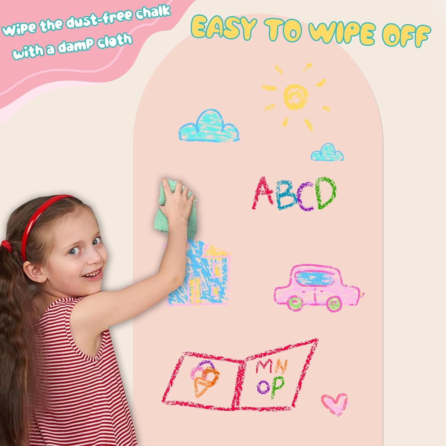 8 PCS Magnetic Wall Decals for Kids Magnetic Chalkboard Peel and Stick Magnet Sheets Board Sticker Tangram Puzzle Self Adhesive Contact Paper Dry Erase Blackboard for Playroom Homeschool 15.7"x10.4"