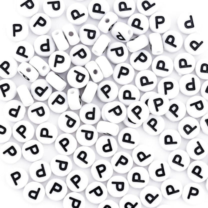 300Pcs Vowel Letter Pony Beads for Charms Bracelets Making 4X7mm Individual Round White Alphabet Beads U