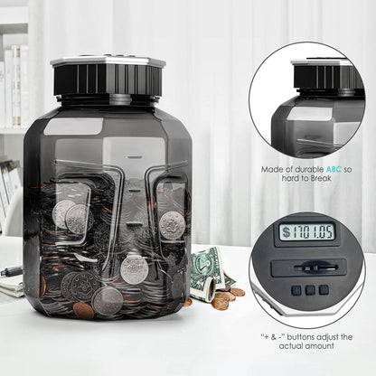 X-Large Piggy Bank for Adults Kids, Vcertcpl Digital Coin Counting Bank with LCD Counter, 2.4L Capacity, Great Coin Counter Bank Money Counting Jar with Total Amount Displayed, Bank for All US Coins