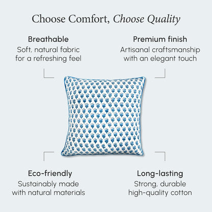 CPC 100% Cotton Throw Pillow Covers 18x18 Inch, Set of 2 Green Block Print Pattern Couch Pillow, Cute Boho Decorative Pillows for Living Room, Bedroom with Hidden Zipper- Agate Green