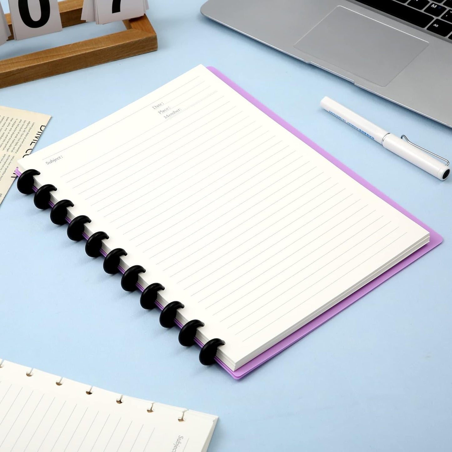 Discbound Notebook Refills for 11 Discs Notebooks 8.6 in x 12 in Letter Size 120 Sheets Multi-Subject Project Lined Pages Customizable Removable Pages(100 GSM) Heavyweight Planing Paper
