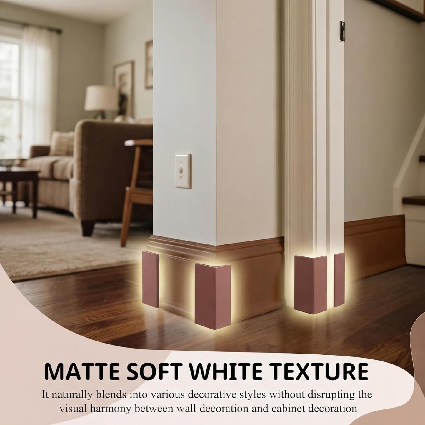Pangda Baseboard Corners Blocks Self Adhesive Rubber Safety Corner Protectors Proofing Edge Guard Corner Cushion for Wall Furniture Edge(White,12 Pcs)