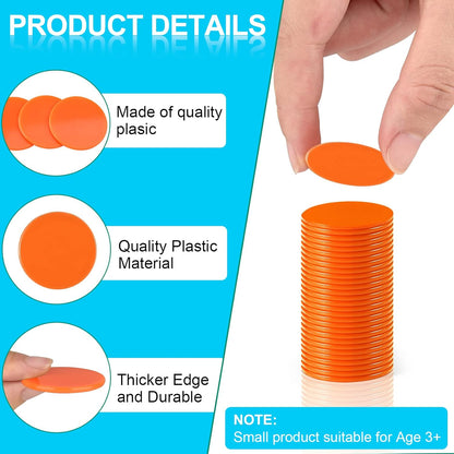 Coopay 200 Pieces 10 Colors 1-1/5 inch Plastic Learning Counters Disks Bingo Chip Counting Discs Markers for Math Practice and Poker Chips Game Tokens