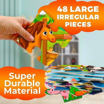 QUOKKA Giant Floor Puzzle for Kids Ages 4-6 – 2x3 Feet Extra-Thick 48 Pieces Toddler Puzzle Ages 3-5 – Bugs Educational Activity for Boys Girls – Premium Box with Sturdy Handle & Magnetic Closure
