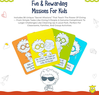 Open The Joy Kindness Mission Cards for Kids | 56 Secret Missions to Build Empathy, Compassion & Social Skills | Fun Screen-Free Activity Game for Families & Classrooms | Ages 4+ | SEL Learning Cards
