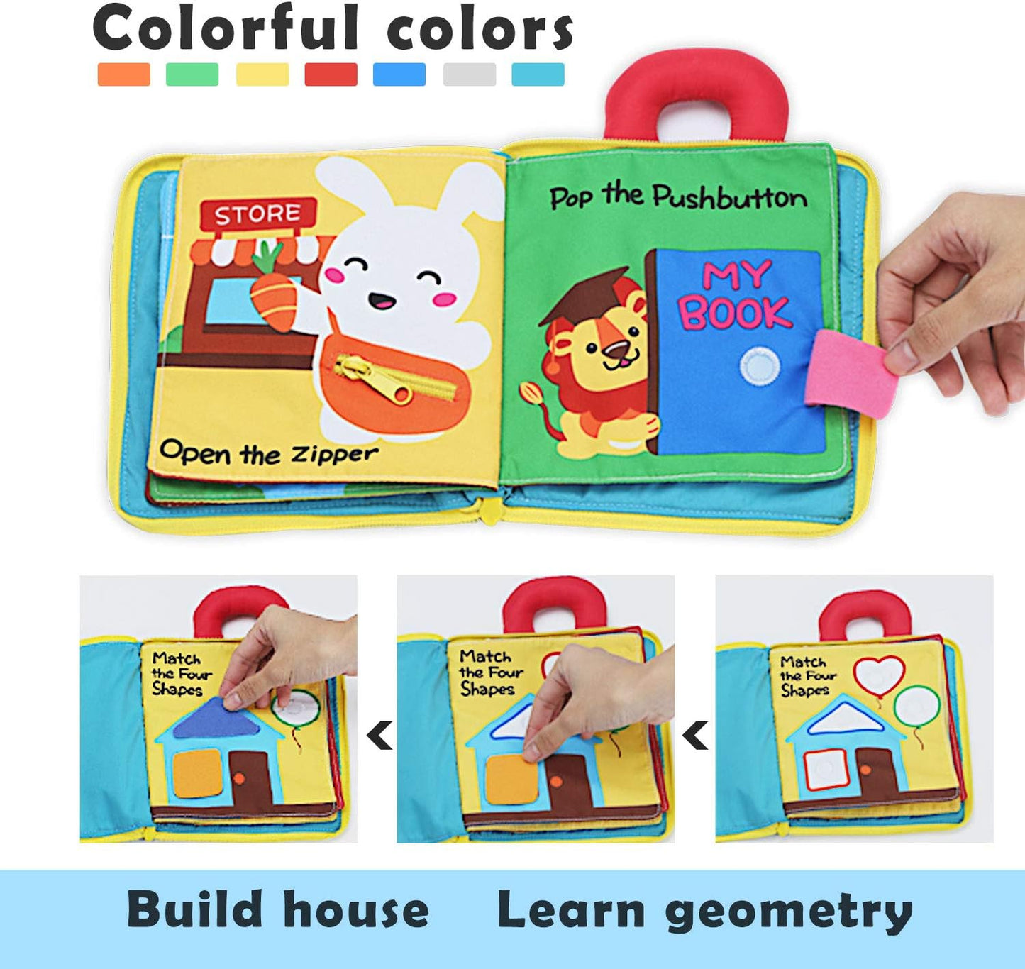 beiens My Quiet Books - Soft Activity Books for Babies, Toddler Learning Sensory Story Book, Life Skill Education & Identify 3D Cloth Books for Infants, Non Toxic Boys and Girls Soft Toys