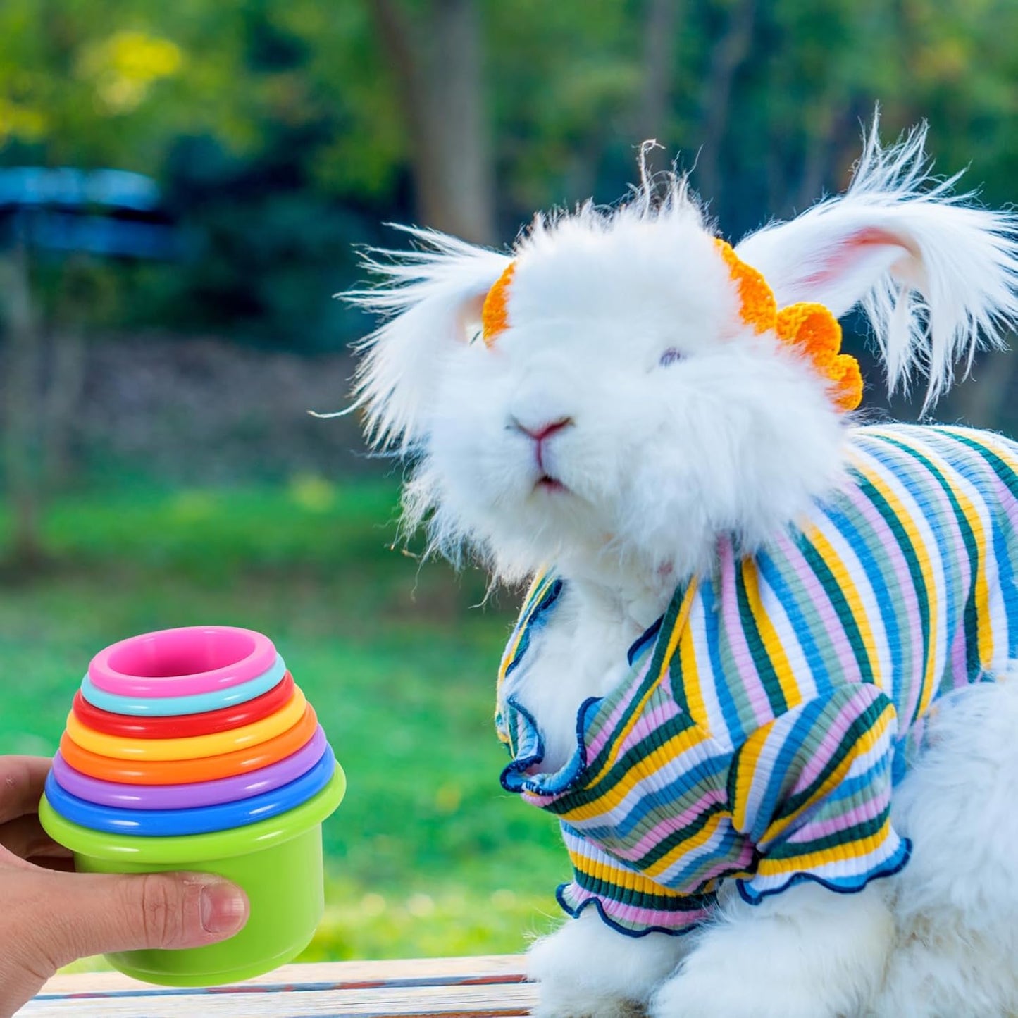 Garneck 8pcs Plastic Nesting Toys for Rabbits Bunny Cups Stacking Cups for Toddlers Safe Food-Grade Material for Hiding Food